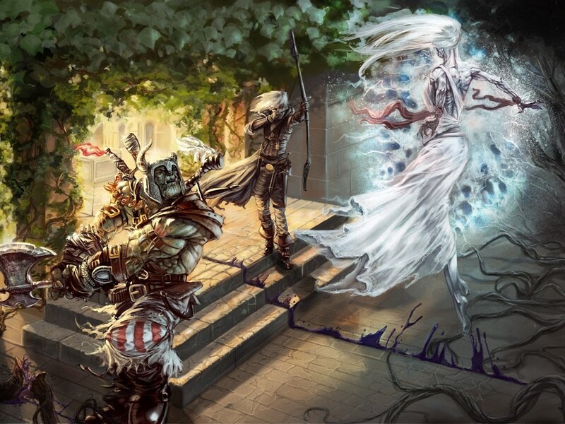 Warriors Fighting Ghost