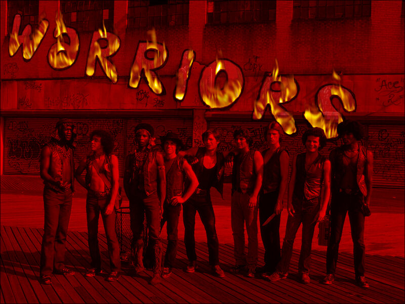 Warriors gang on a boardwalk