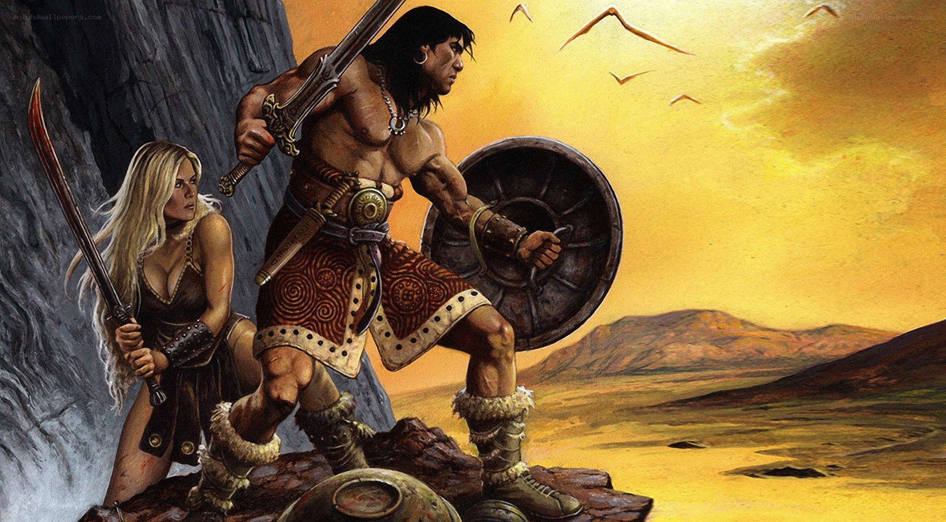 Warriors in a desert landscape