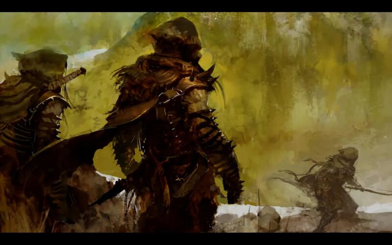 warriors in a desolate landscape