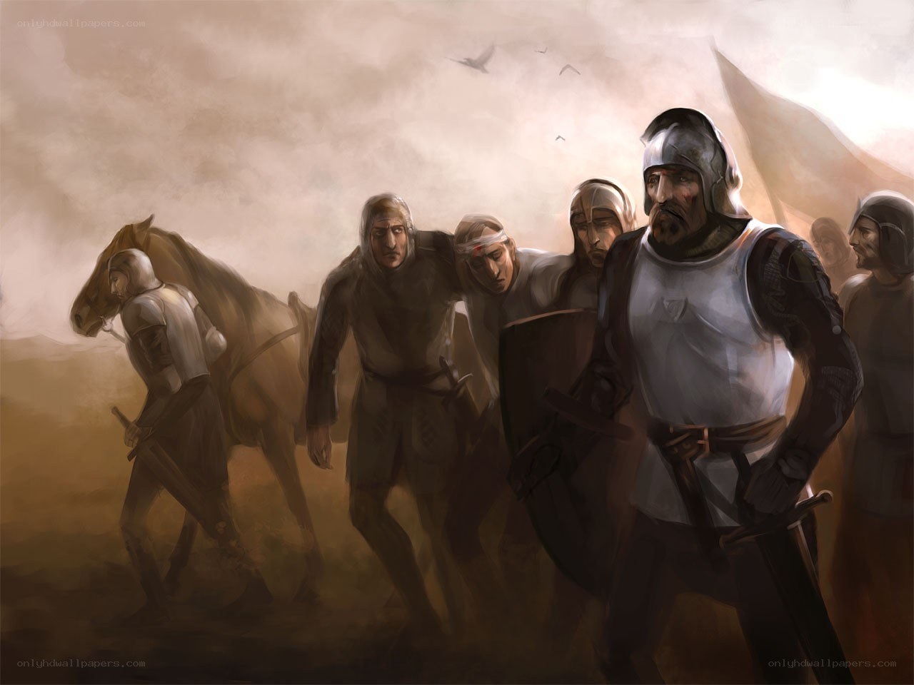 Warriors in a dusty landscape