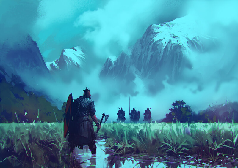 Warriors in a Field — Teal