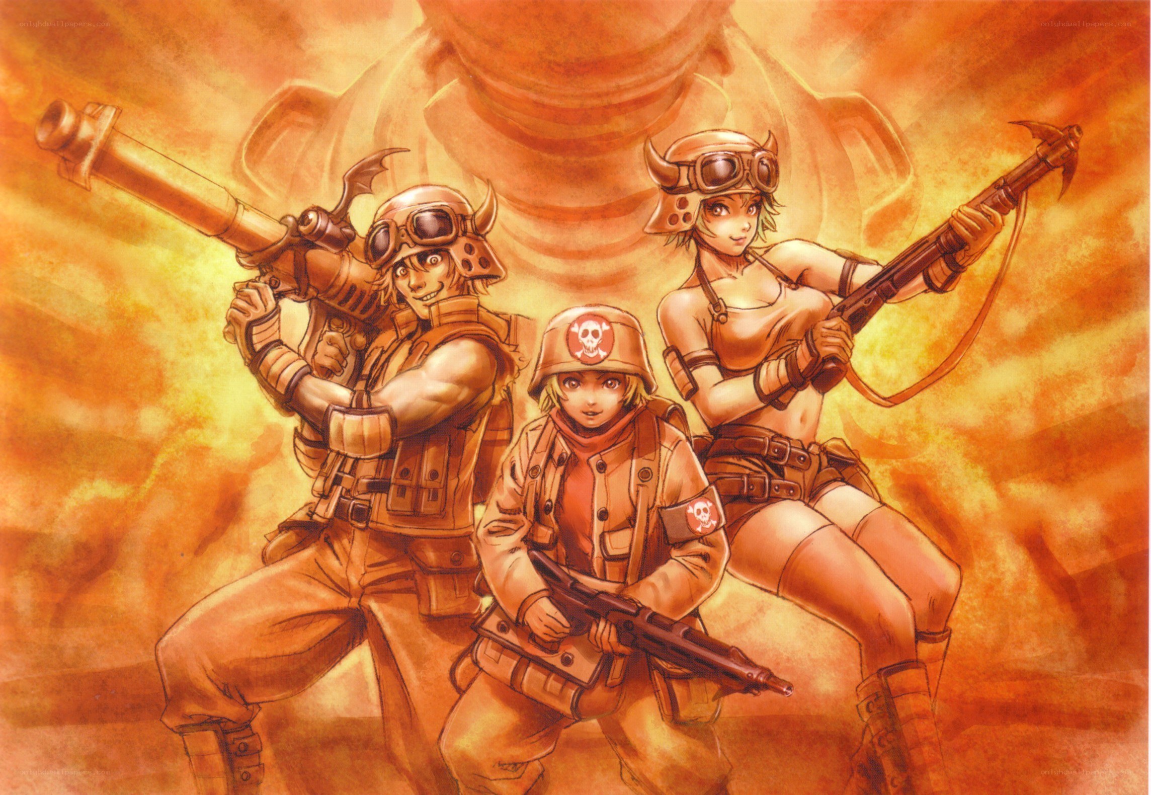 warriors in a fiery landscape