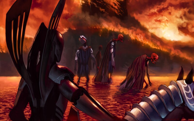 Warriors in a fiery wasteland