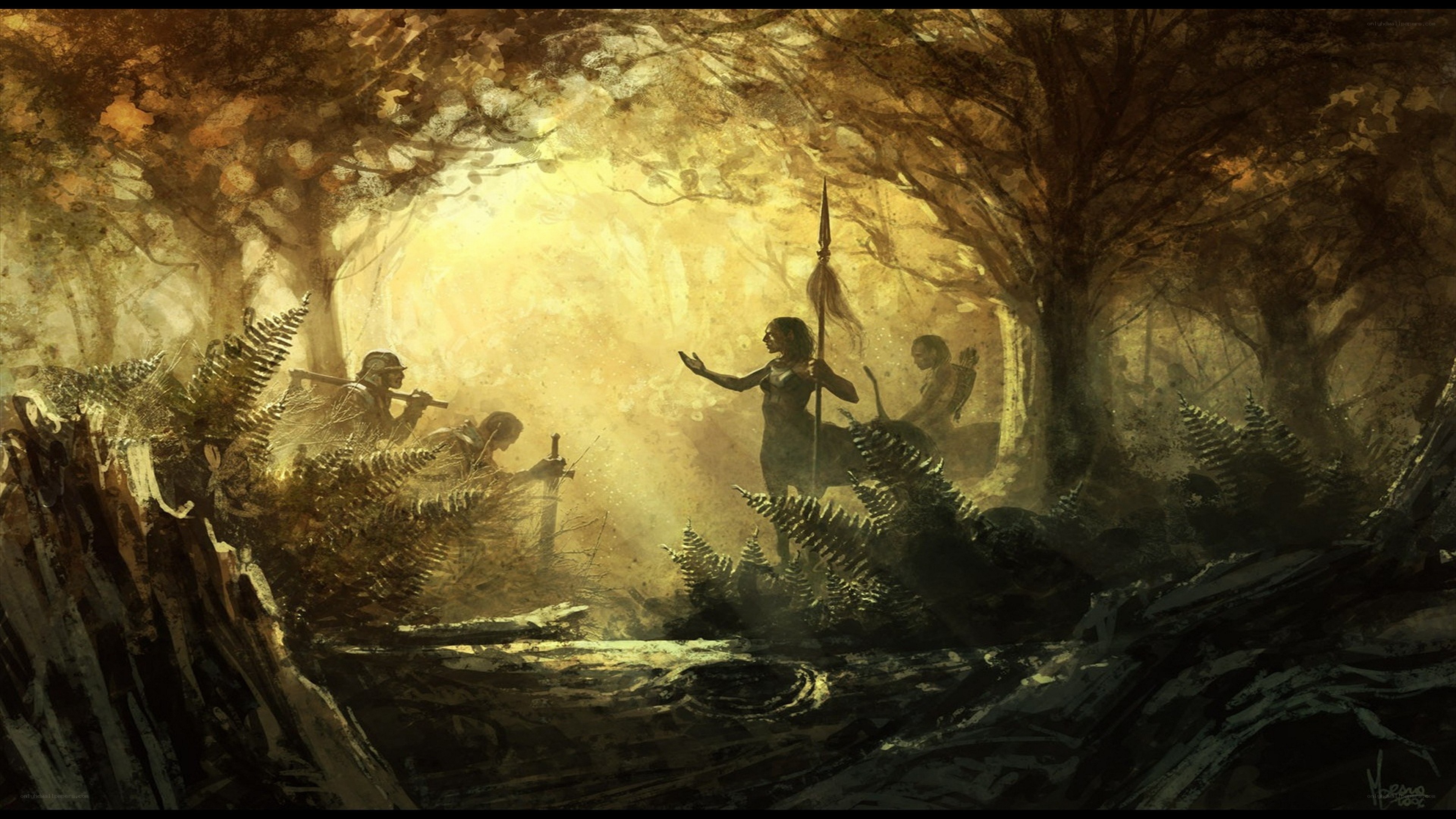 Warriors in a forest clearing