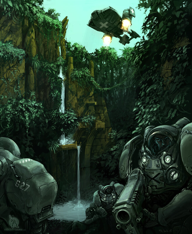 Warriors in a jungle temple