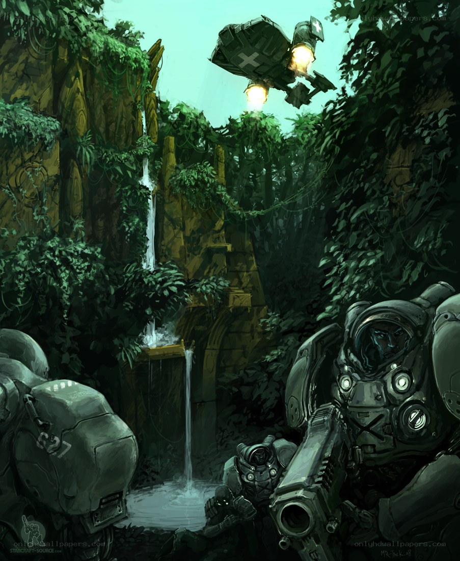 Warriors in a jungle temple