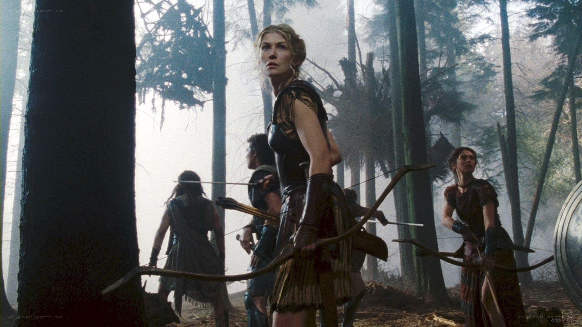 warriors in a misty forest