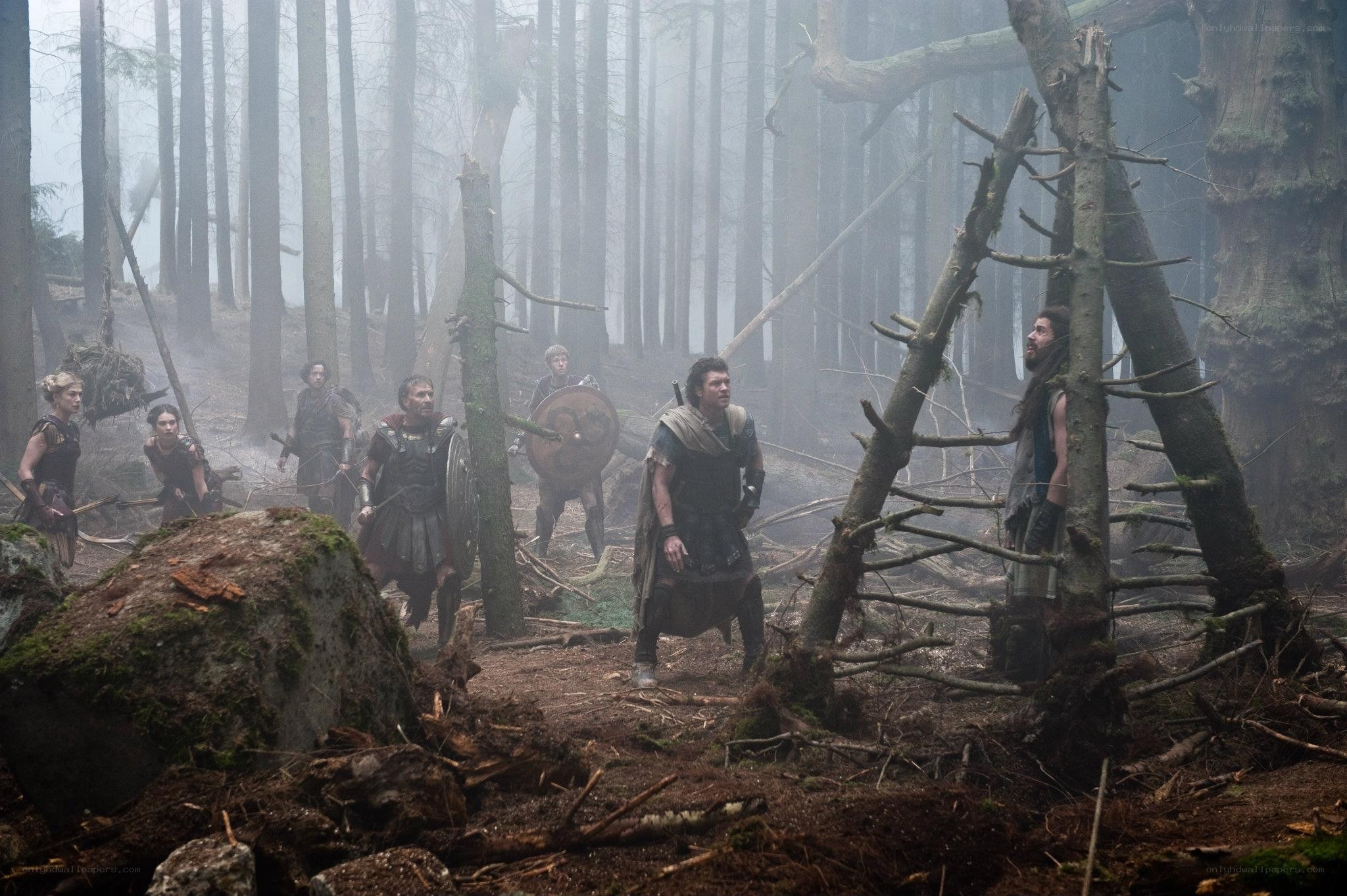 Warriors in a misty forest