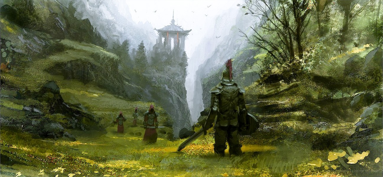 Warriors in a misty valley