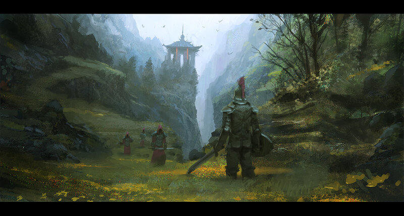 Warriors in a misty valley