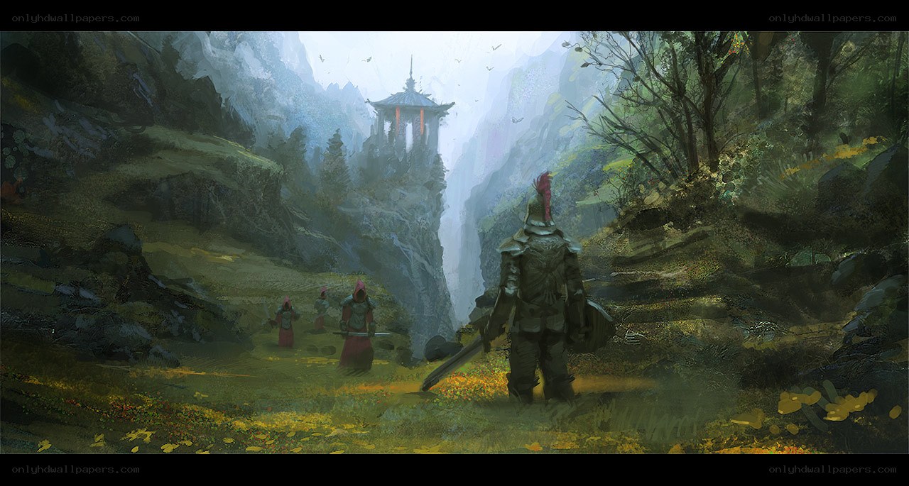 Warriors in a misty valley