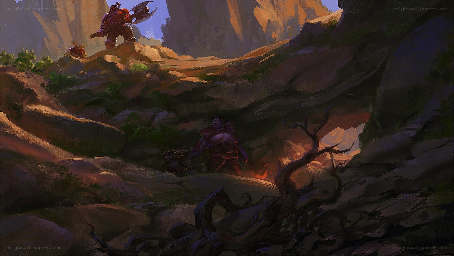 Warriors in a rocky canyon