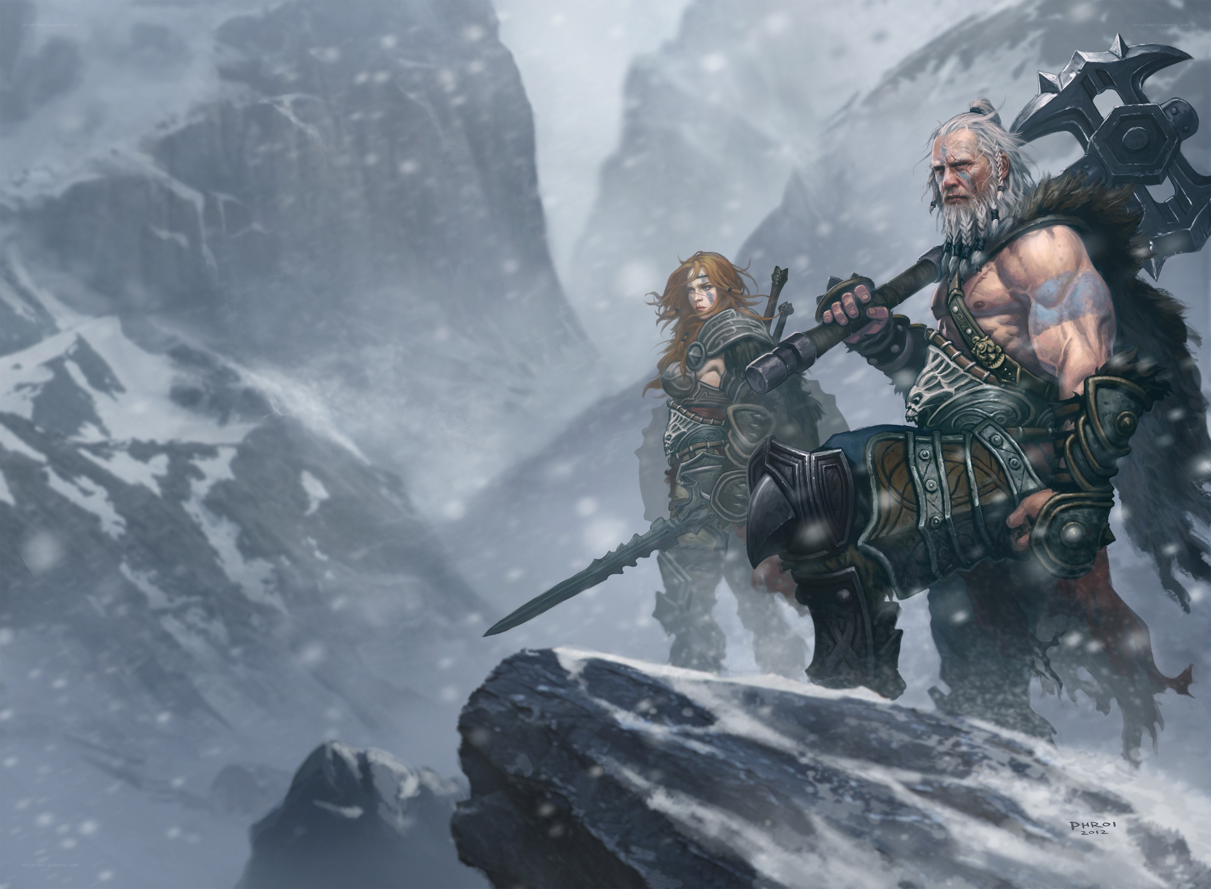 Warriors in a snowy mountain pass