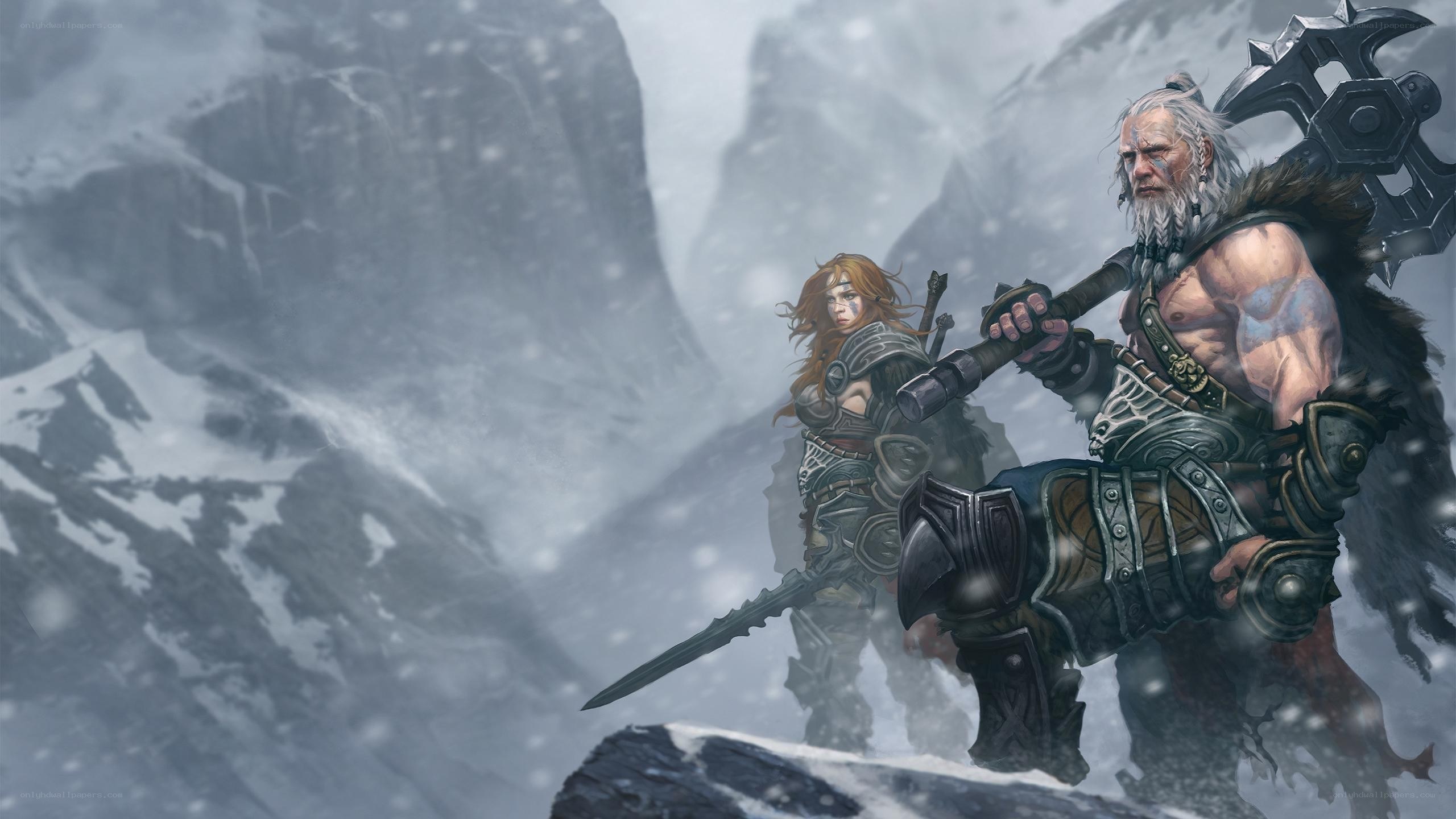 Warriors in a snowy mountain pass