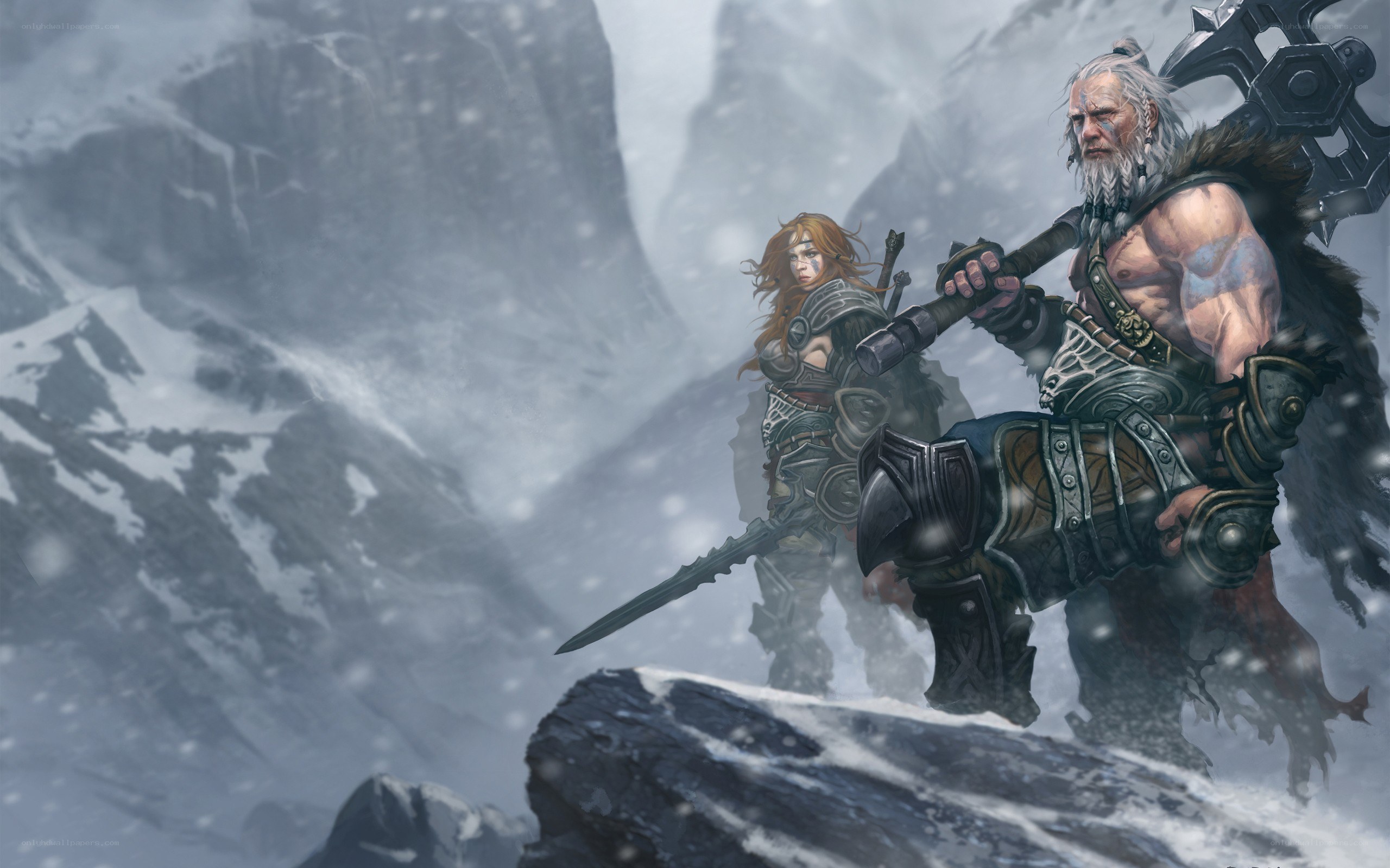 Warriors in a snowy mountain pass