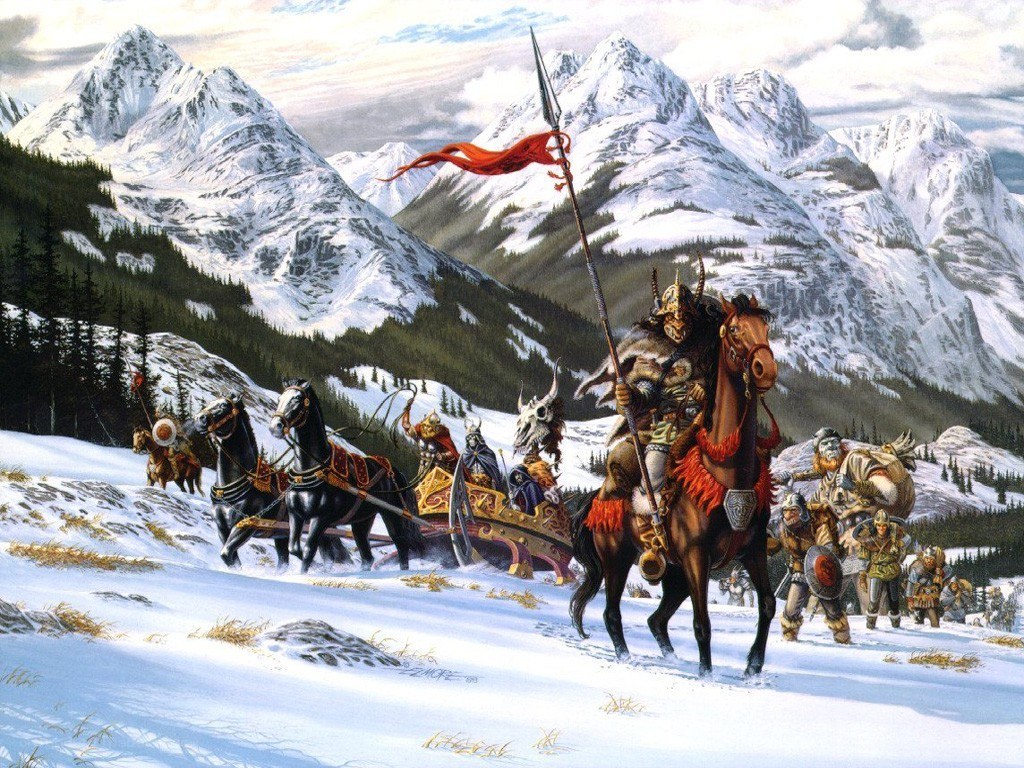 Warriors in a snowy mountain pass