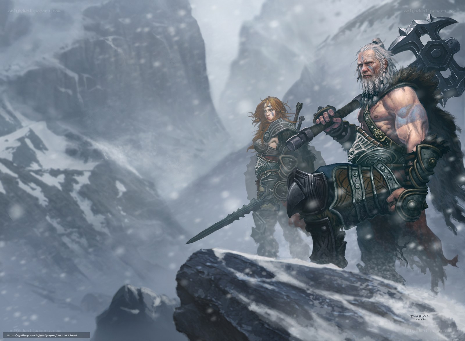 Warriors in a snowy mountain pass