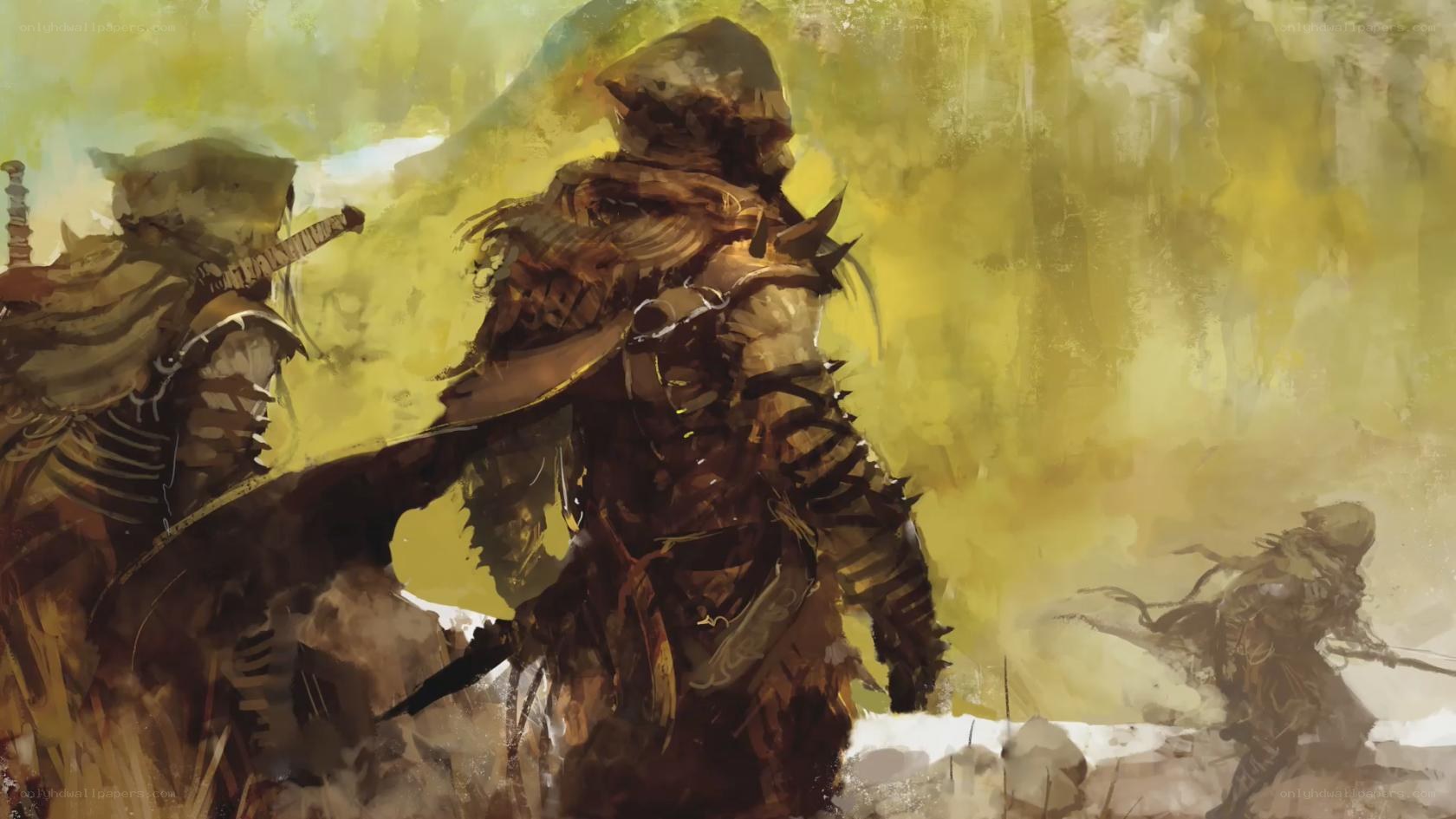 warriors in golden light