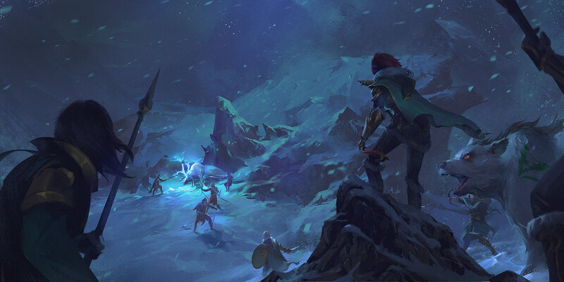 Warriors in Snowy Battle — Blue, Dramatic, Winter