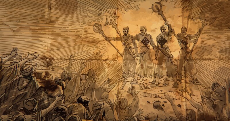 Warriors on a Platform