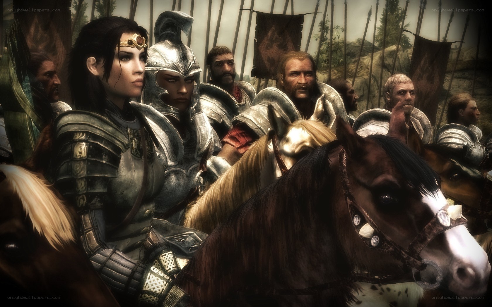 warriors on horseback in armor