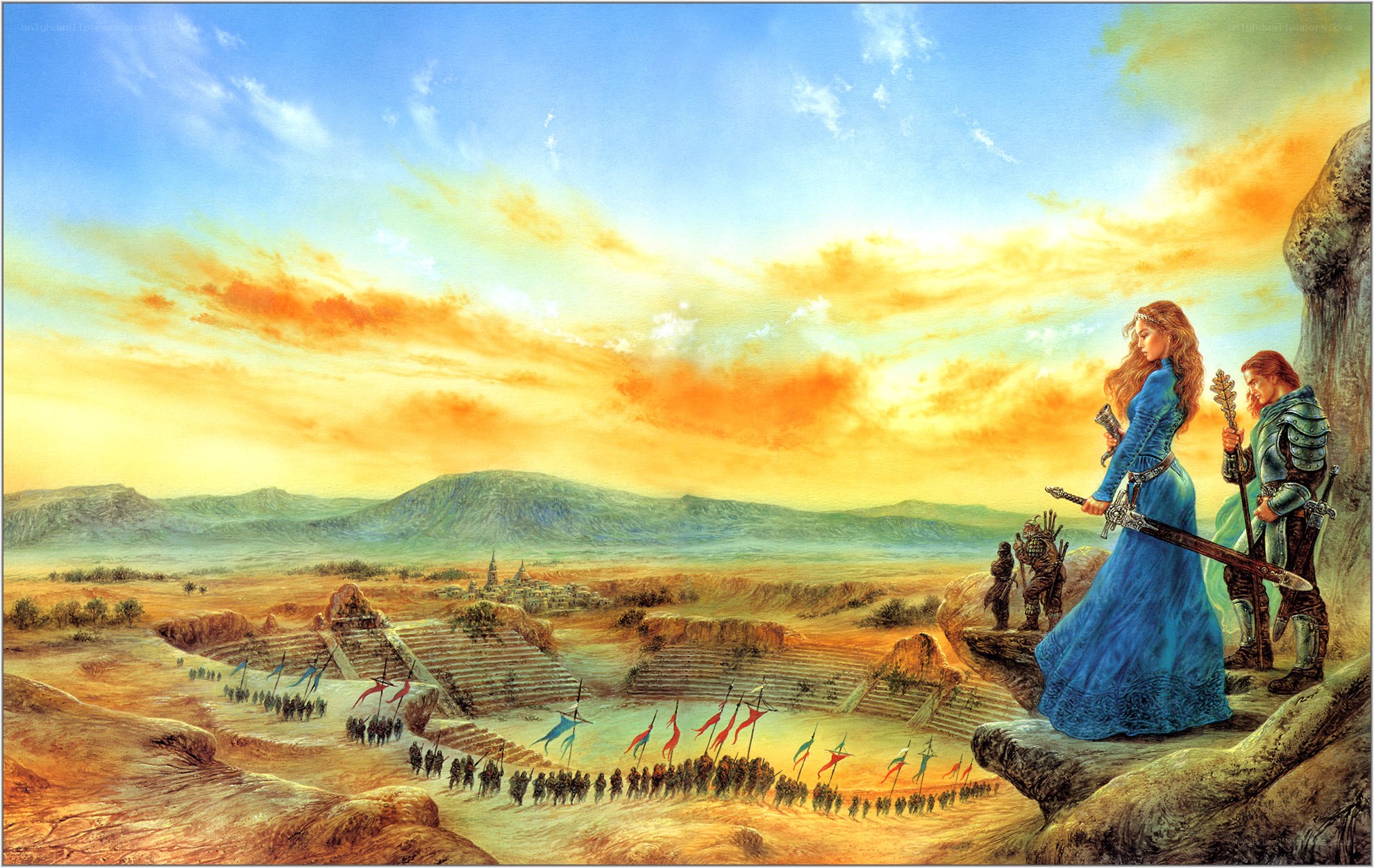 Warriors overlooking a battlefield