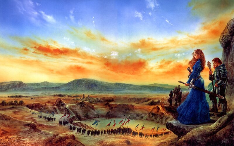 Warriors overlooking a battlefield