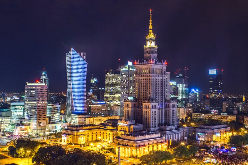 Warsaw City Skyline — Black