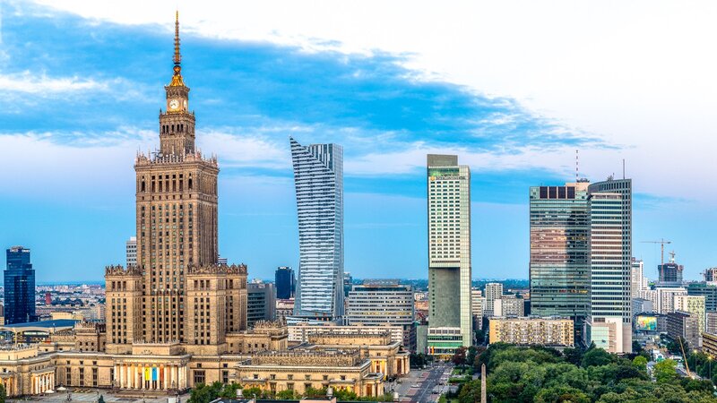 Warsaw City Skyline — Blue, Serene, Afternoon