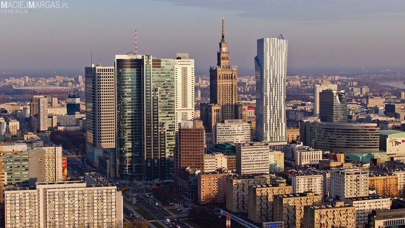 Warsaw City Skyline — Gray, Urban