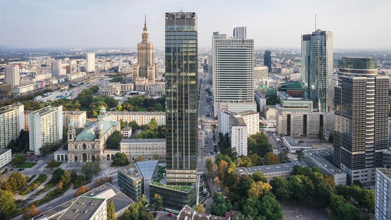 Warsaw City Skyline — Green