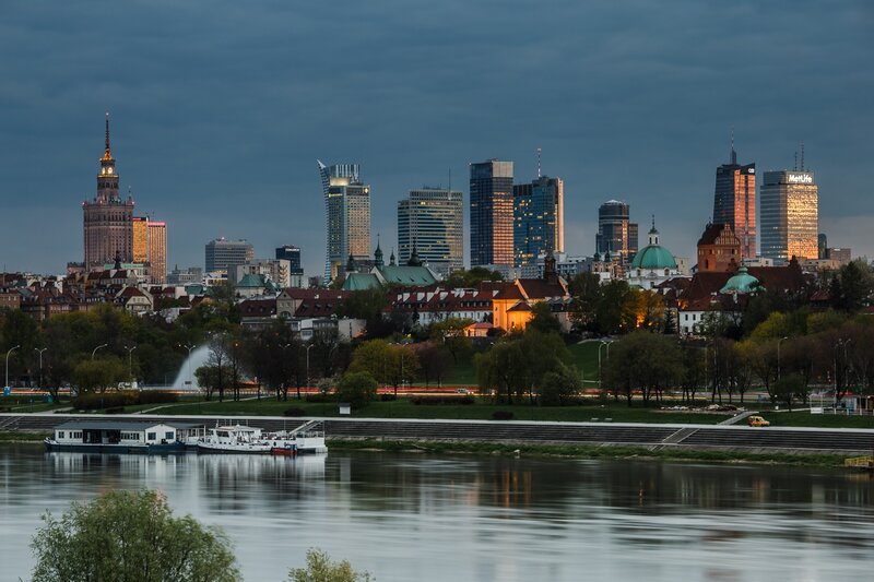 Warsaw Skyline at Dusk