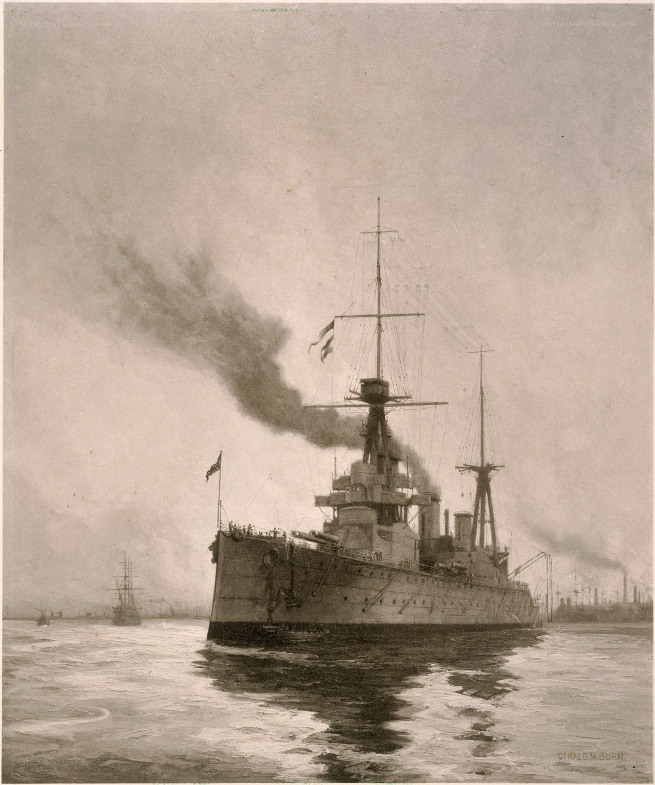 Warship at sea