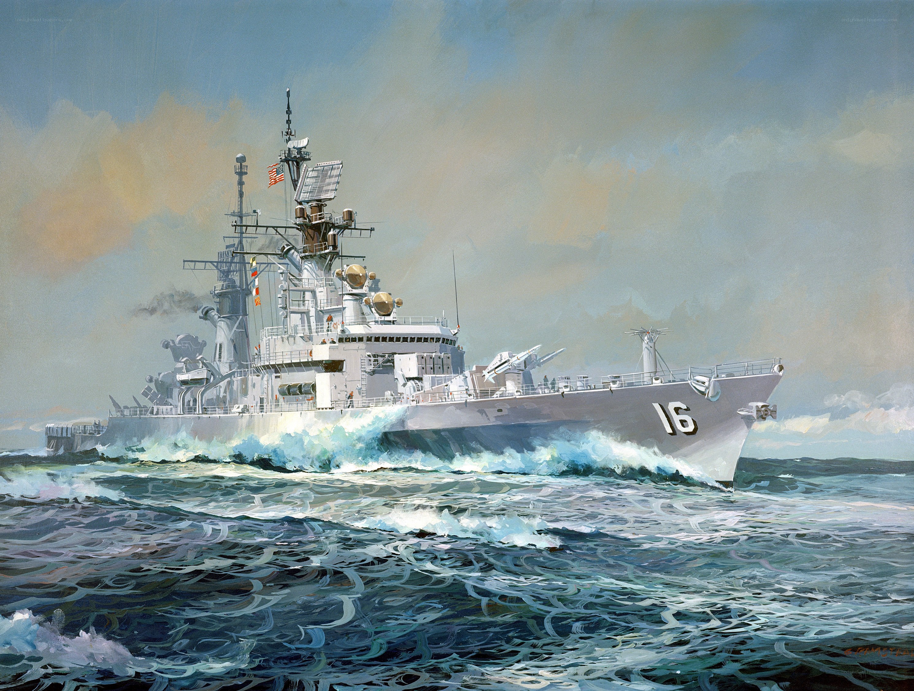 Warship at sea