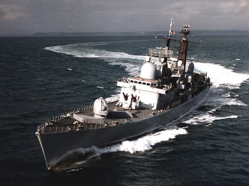Warship at sea