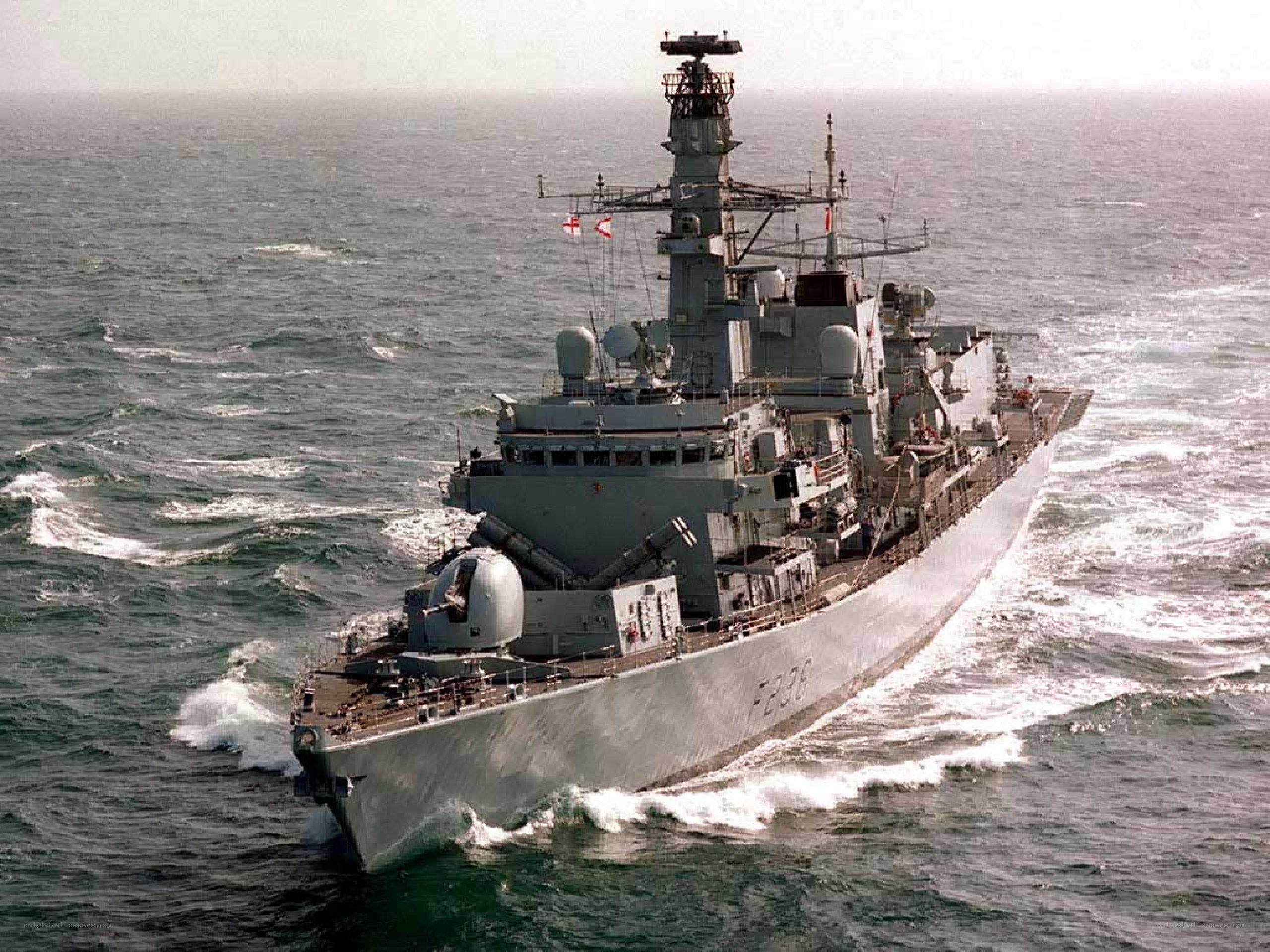 Warship at sea