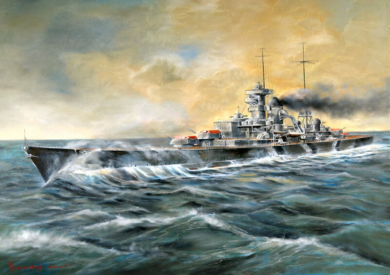 Warship at Sea — Blue, Dramatic
