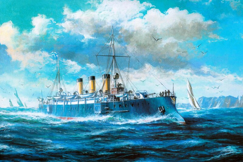 Warship at Sea — Blue