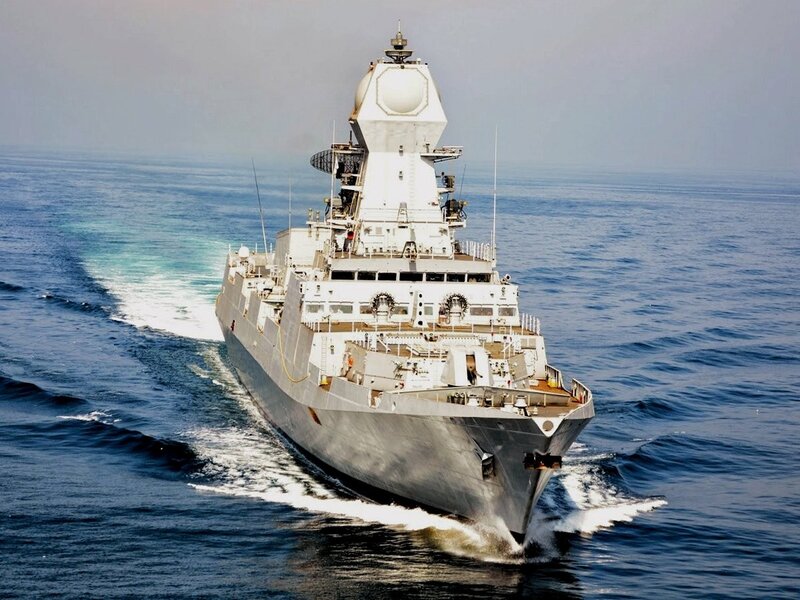 Warship at Sea — Gray, Calm, Afternoon