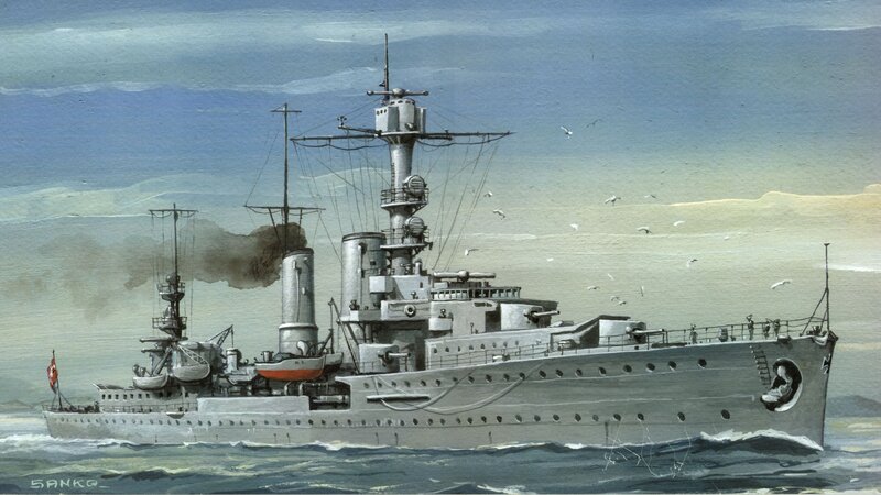 Warship at Sea — Gray, Calm