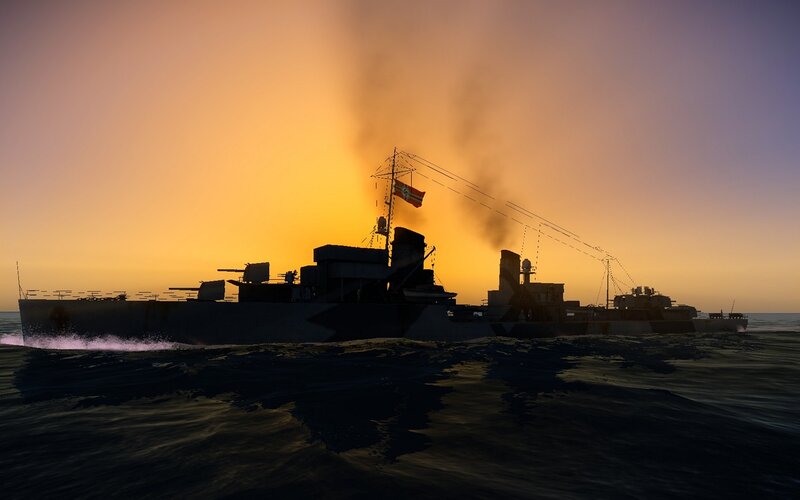Warship at Sea — Orange
