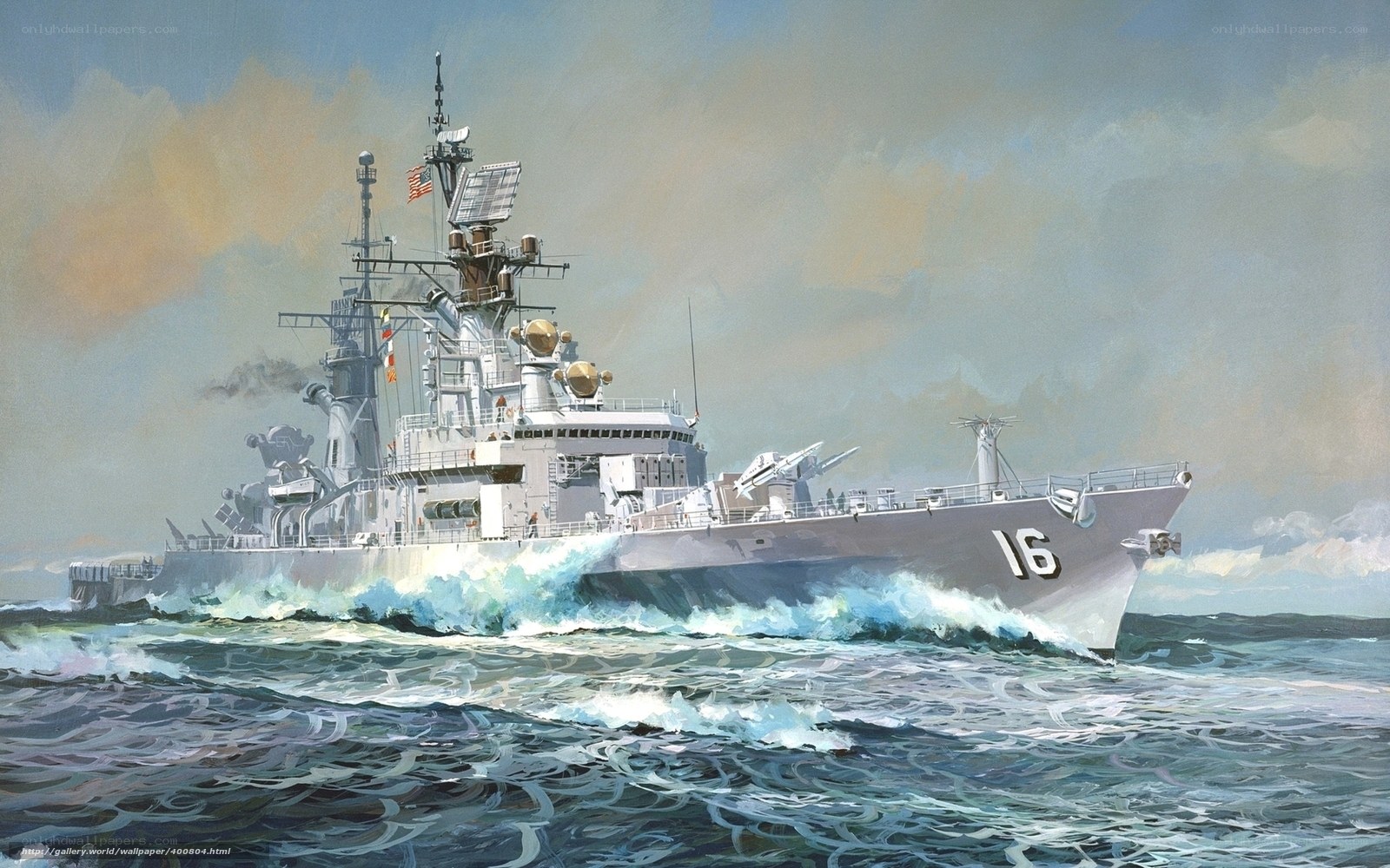 Warship at sea