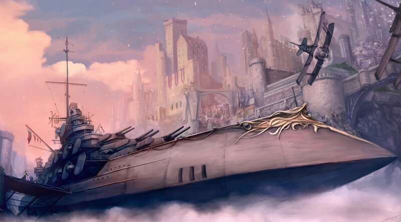 Warship in City — Gray