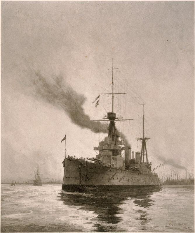 Warship in Harbor — Gray