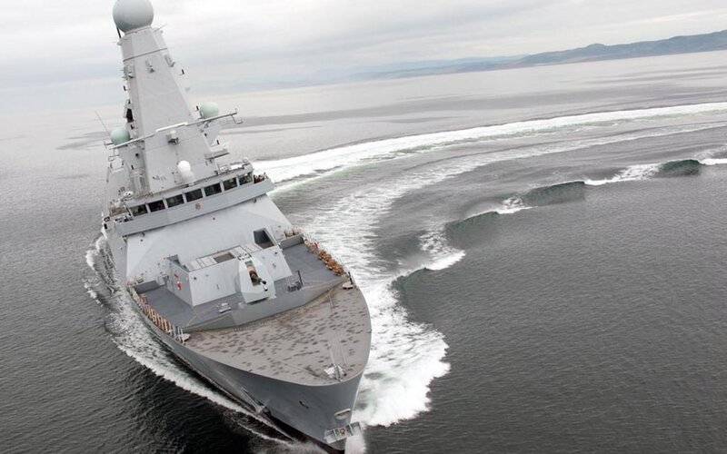Warship in Ocean