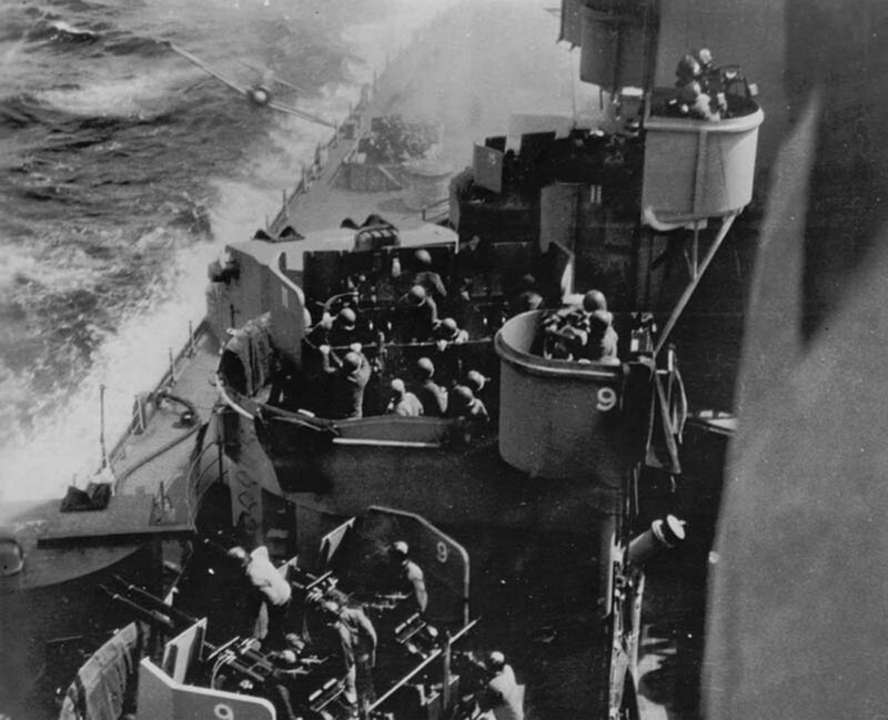 Warship in Rough Sea — Black
