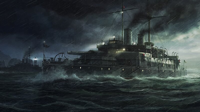 Warship in Storm — Dark Blue