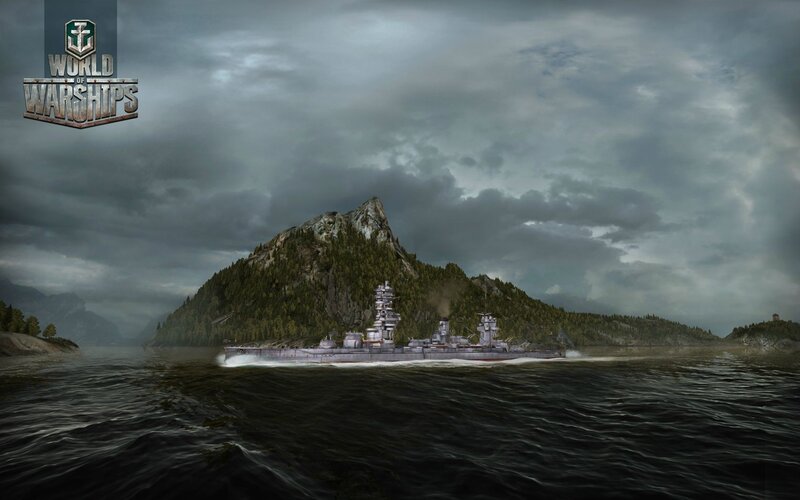 Warship in stormy sea