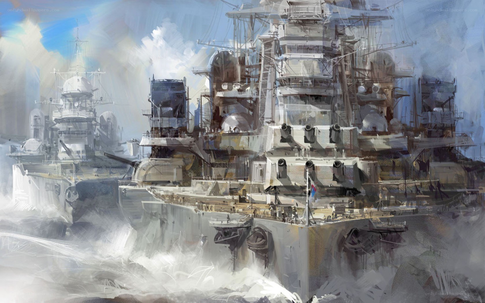 Warships at sea